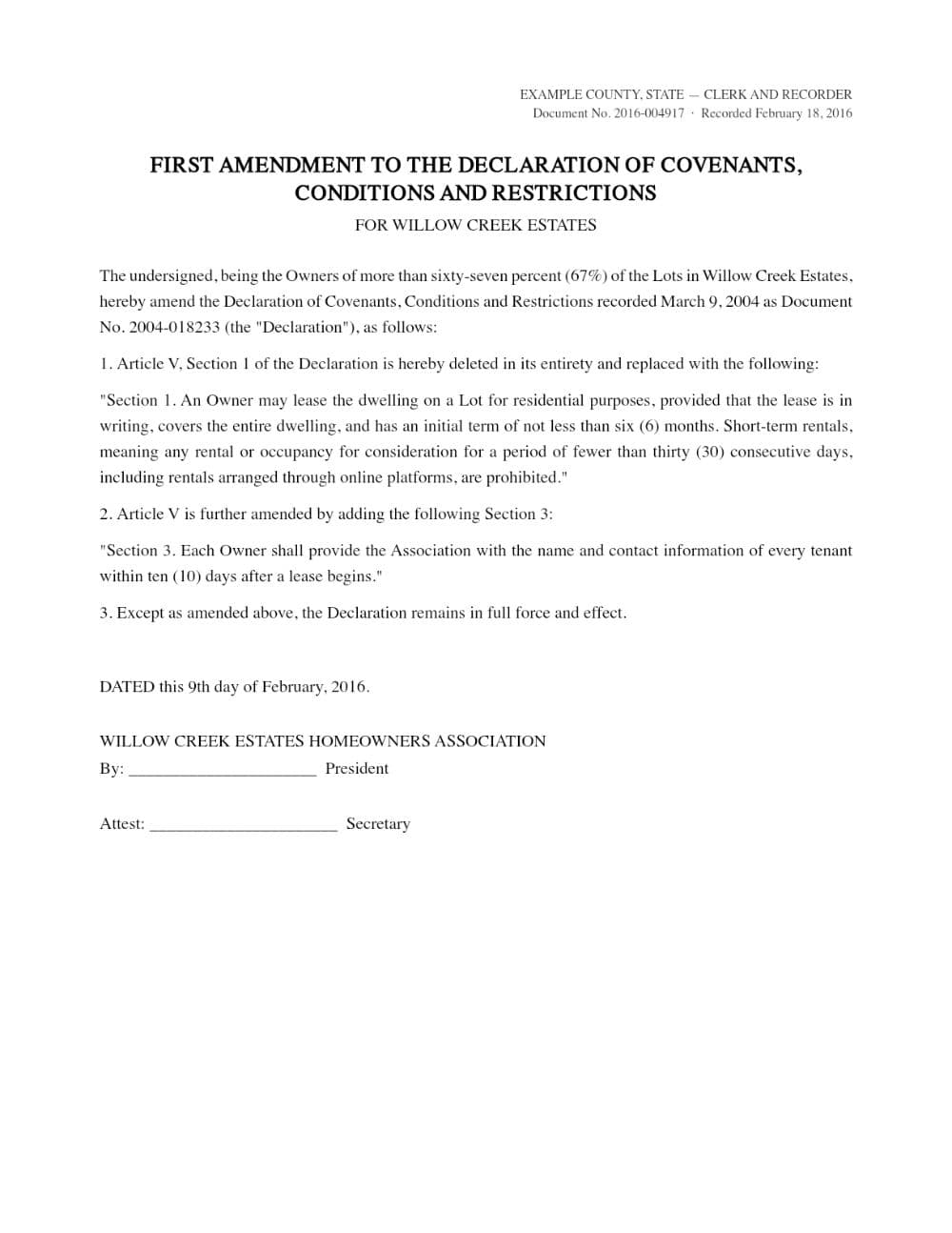 Page 4 of the Willow Creek Estates sample packet